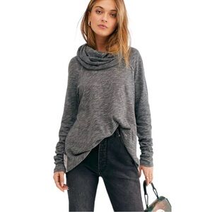 Free People Beach Cocoon Cowl Pullover, Grey, Size Small